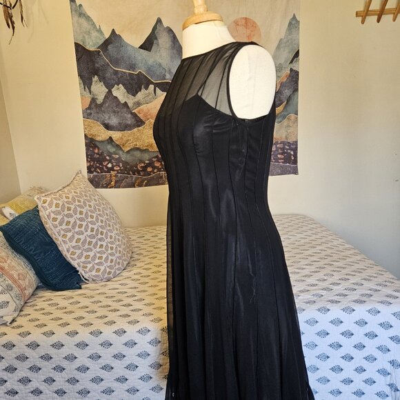 Adrianna Papell Black Sheer Overlay Cocktail Party Dress Women’s Size 8 - Picture 10 of 15